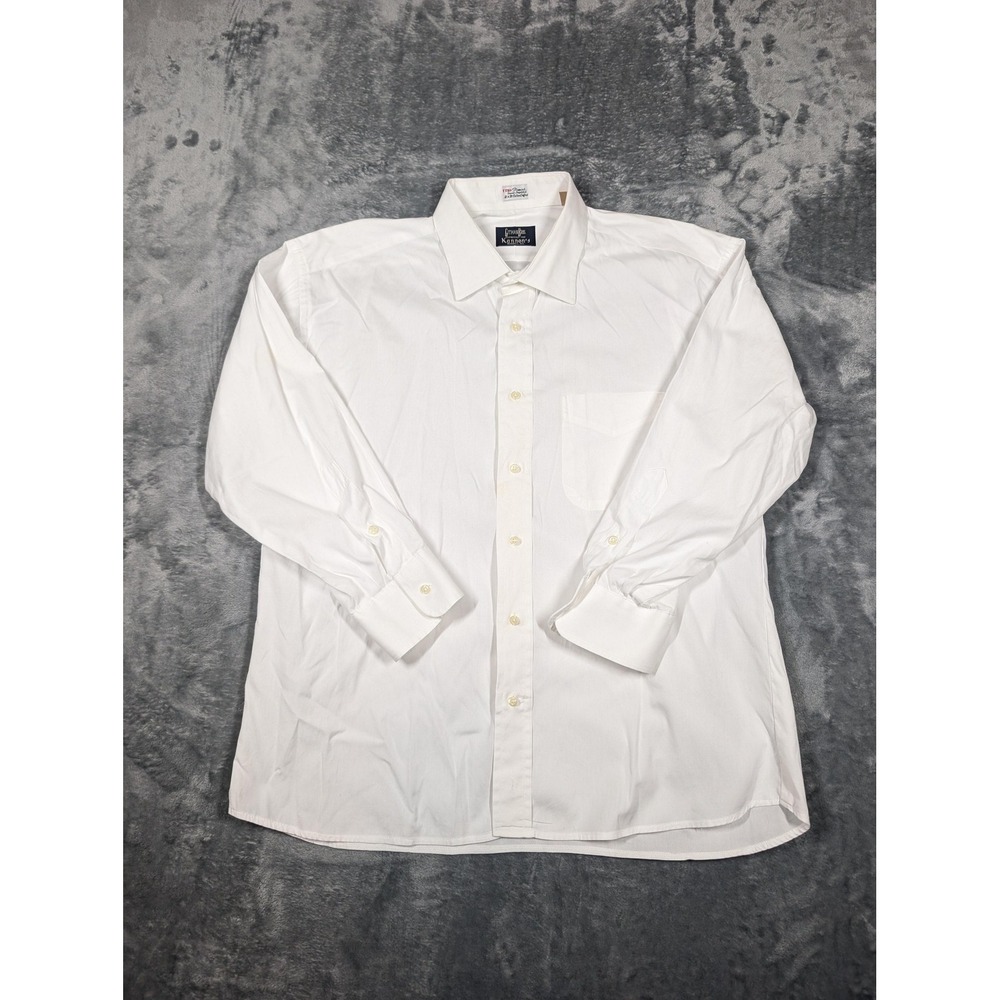 Gitman Bros Shirt Mens 18 34 White Oxford Button Front Long Sleeve Made USA
